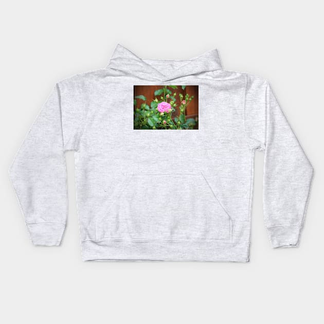 Pink Rose With Buds Kids Hoodie by Cynthia48